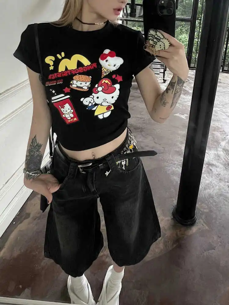 Retro American Vibe Black Wide Leg Denim Shorts Women's Summer High Street Loose Seven-Foot Straight-Cut Trendy Jeans
Retro American Vibe Black Wide Leg Denim Shorts Women's Summer High Street Loose Seven-Foot Straight-Cut Trendy Jeans