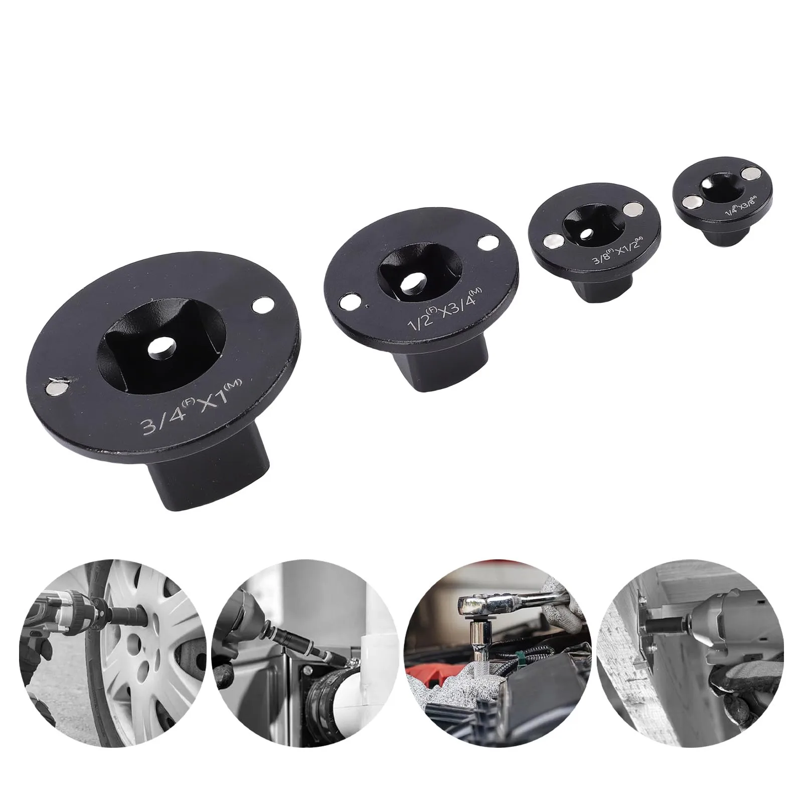 Набор из 4 магнитных адаптеров для ударных гайковертов: 3/4-1 дюйм, 1/2-3/4 дюйма, 1/2-3/8 дюйма, 1/4-3/8 дюйма
Набор из 4 магнитных адаптеров для ударных гайковертов: 3/4-1 дюйм, 1/2-3/4 дюйма, 1/2-3/8 дюйма, 1/4-3/8 дюйма