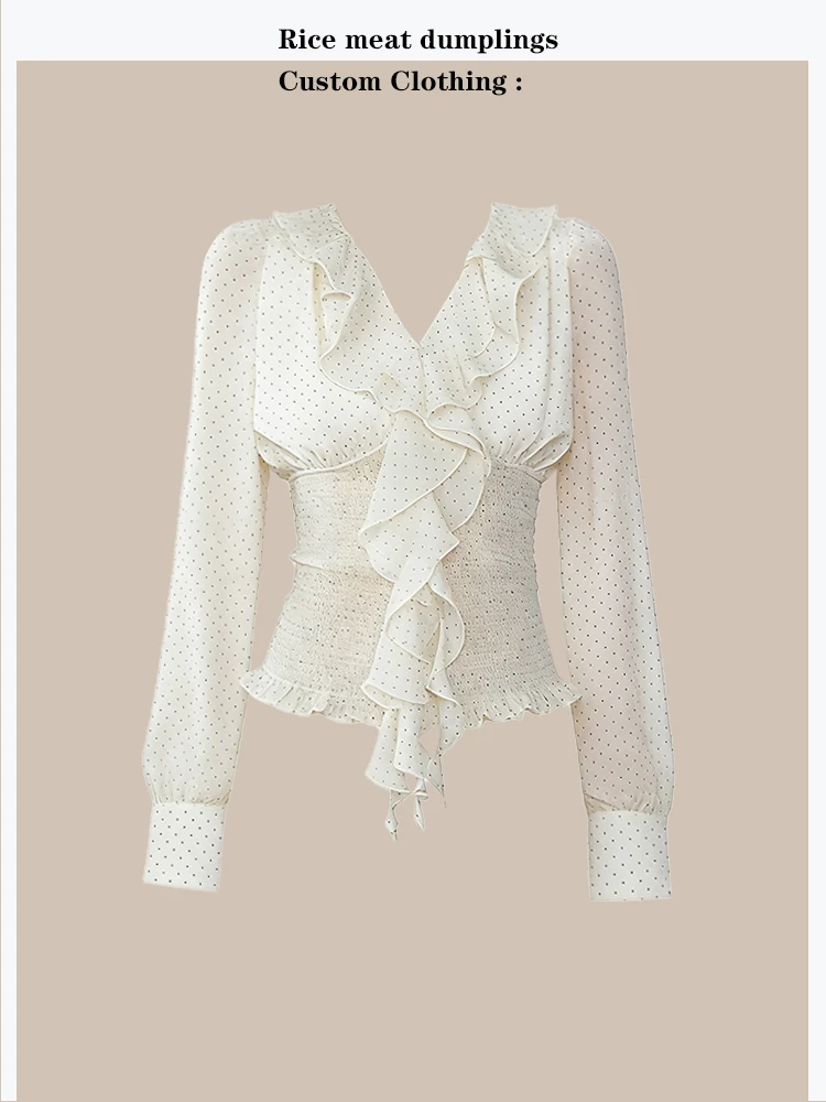 Elegant Polka Dot Chiffon Top with Sash Long Sleeve V-Neck Slimming Korean Style Draped Women's Business Casual Shirt
Elegant Polka Dot Chiffon Top with Sash Long Sleeve V-Neck Slimming Korean Style Draped Women's Business Casual Shirt