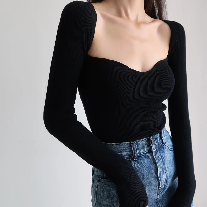 Retro Square Collar Slim Fit Long Sleeve Knitted Sweater Women's Autumn Winter Cotton Blend Comfortable Breathable Top
Retro Square Collar Slim Fit Long Sleeve Knitted Sweater Women's Autumn Winter Cotton Blend Comfortable Breathable Top