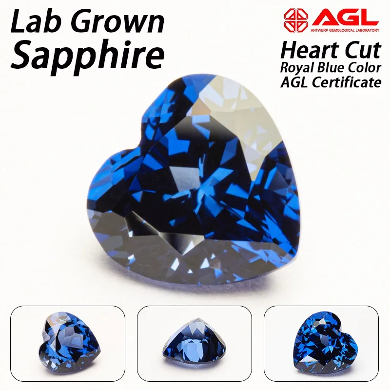 Lab Grown Sapphire Heart Cut Royal Blue Color DIY Jewelry Making Charms Ring Necklace Main Materials Selectable AGL Certificate
Lab Grown Sapphire Heart Cut Royal Blue Color DIY Jewelry Making Charms Ring Necklace Main Materials Selectable AGL Certificate
