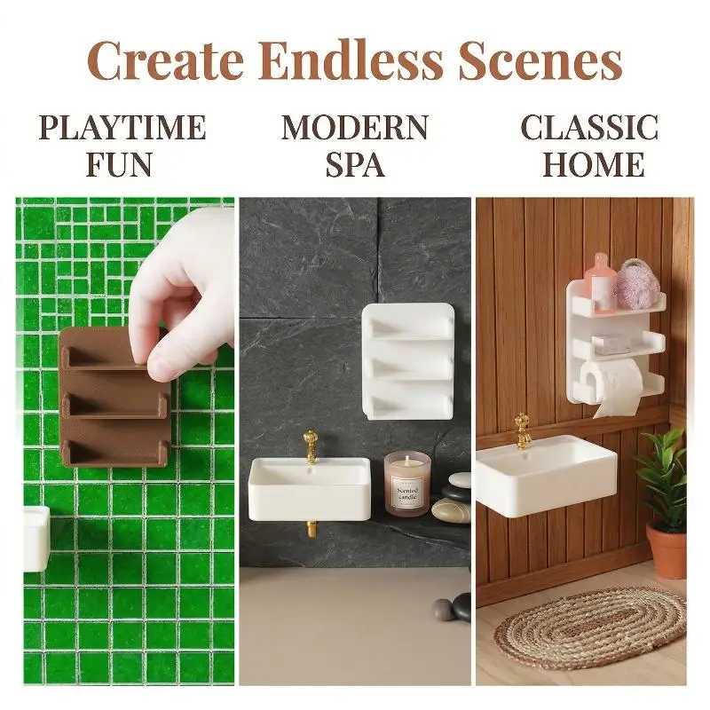 1 12 Dollhouse Bathroom Sink with Wall Mounted Shelf Small Model Furniture Decor for Mini Room Setup
1 12 Dollhouse Bathroom Sink with Wall Mounted Shelf Small Model Furniture Decor for Mini Room Setup