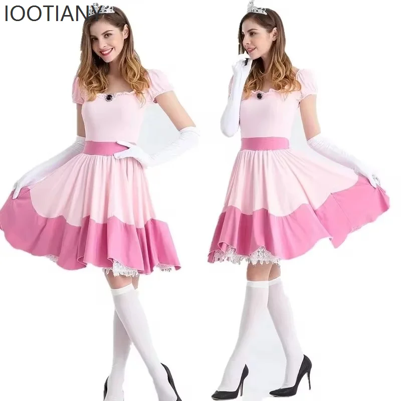 Halloween Women Peach Princess Costume Birthday Party Pink Dress Outfit Fairy Tale Queen Stage Cosplay Fancy Dress Party Dress
Halloween Women Peach Princess Costume Birthday Party Pink Dress Outfit Fairy Tale Queen Stage Cosplay Fancy Dress Party Dress