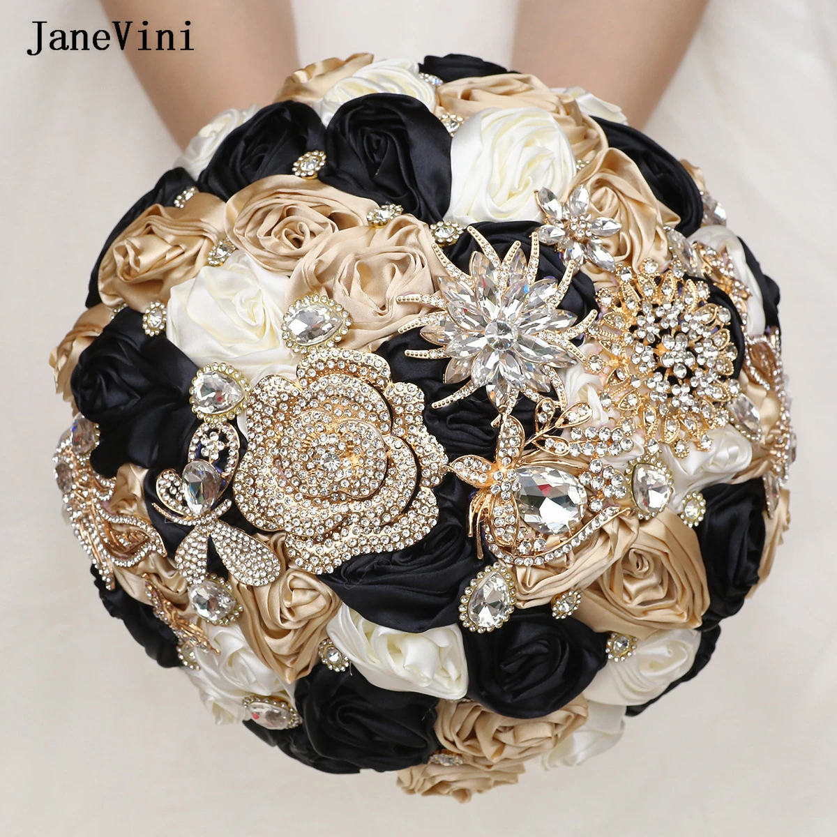 JaneVini Luxury Golden Crystals European Bridal Brooch Bouquets Artificial Satin Roses Bride Bouquet Flowers Wedding Accessories
JaneVini Luxury Golden Crystals European Bridal Brooch Bouquets Artificial Satin Roses Bride Bouquet Flowers Wedding Accessories