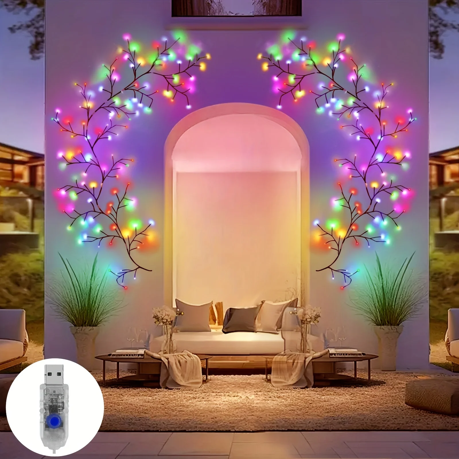 96 LED Bendable Willow Vine Lights, 8 Modes Flexible Brown Vine Fairy Lights Artificial Tree Branches LED Lights for Wall Stairs
96 LED Bendable Willow Vine Lights, 8 Modes Flexible Brown Vine Fairy Lights Artificial Tree Branches LED Lights for Wall Stairs