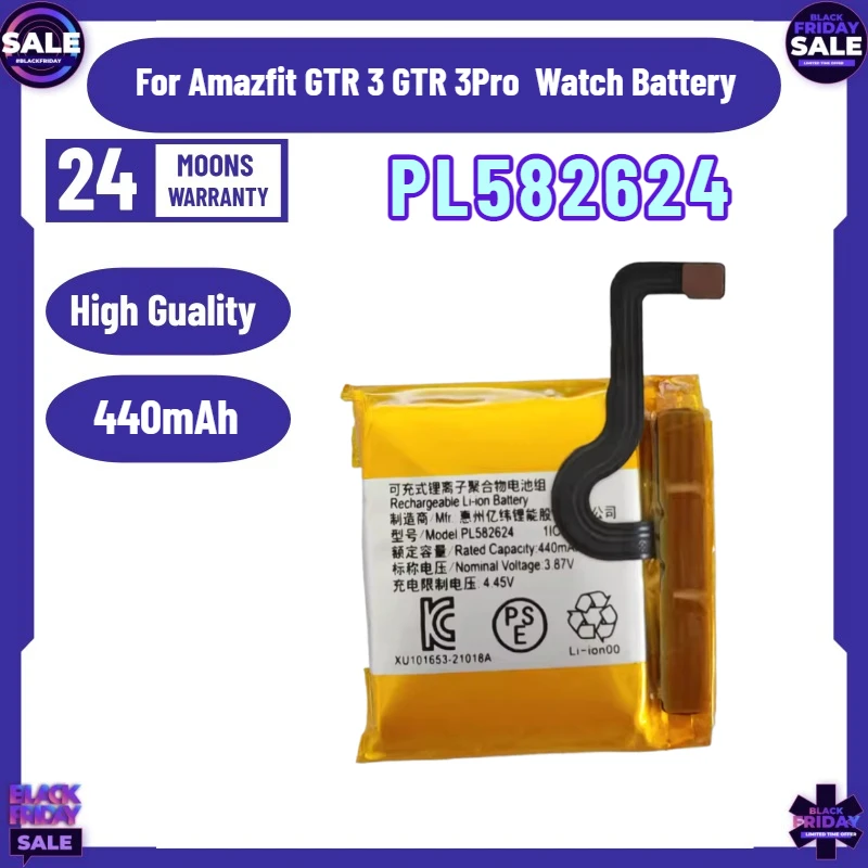 PL582624 440mAh Replacement Battery for Amazfit GTR 3 GTR 3 Pro 3Pro Batteries Watch Battery
PL582624 440mAh Replacement Battery for Amazfit GTR 3 GTR 3 Pro 3Pro Batteries Watch Battery