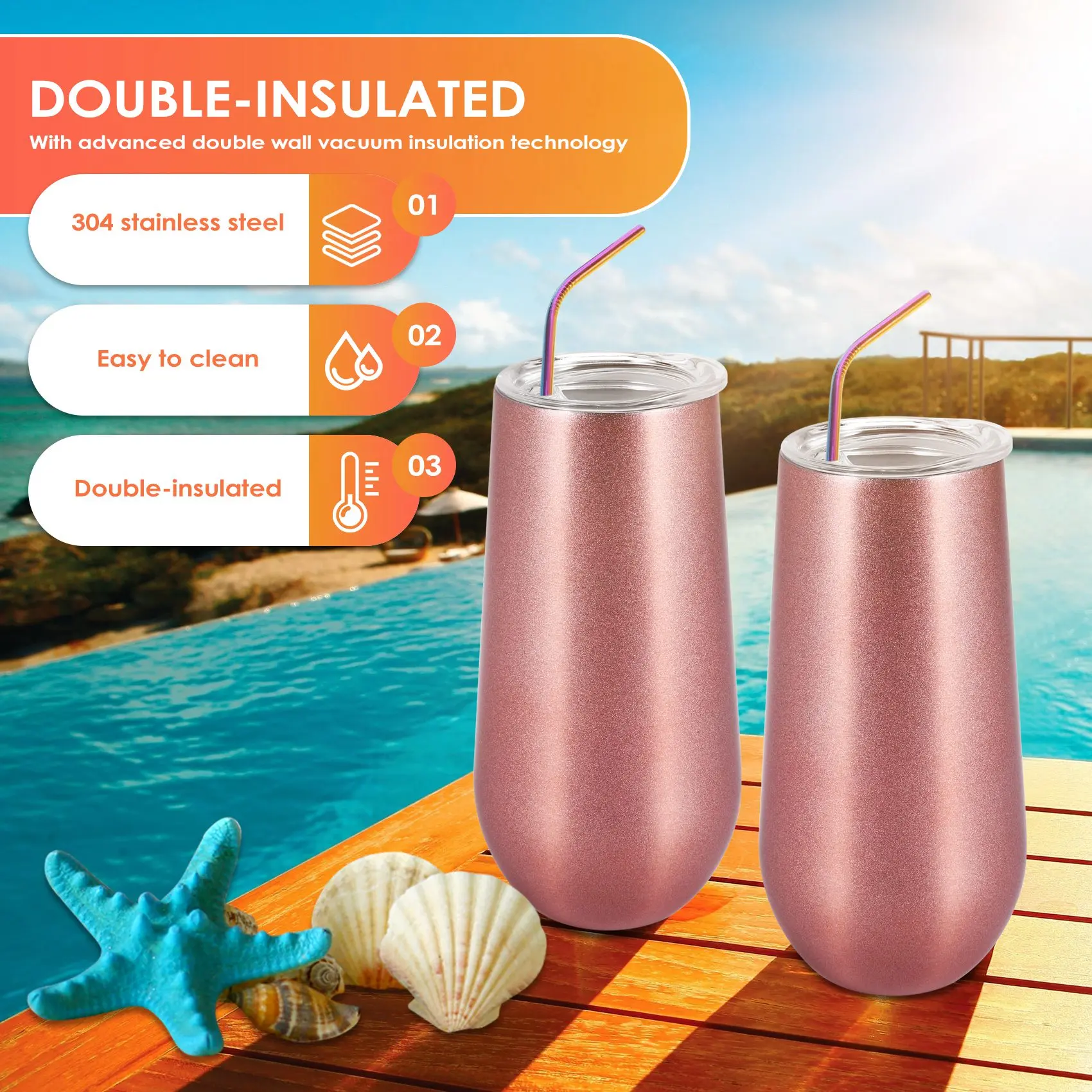 Wine Tumbler8 Packs Stemless Champagne Flutes Wine Tumbler6 OZ Double-Insulated Wine Tumbler with Lids
Wine Tumbler8 Packs Stemless Champagne Flutes Wine Tumbler6 OZ Double-Insulated Wine Tumbler with Lids