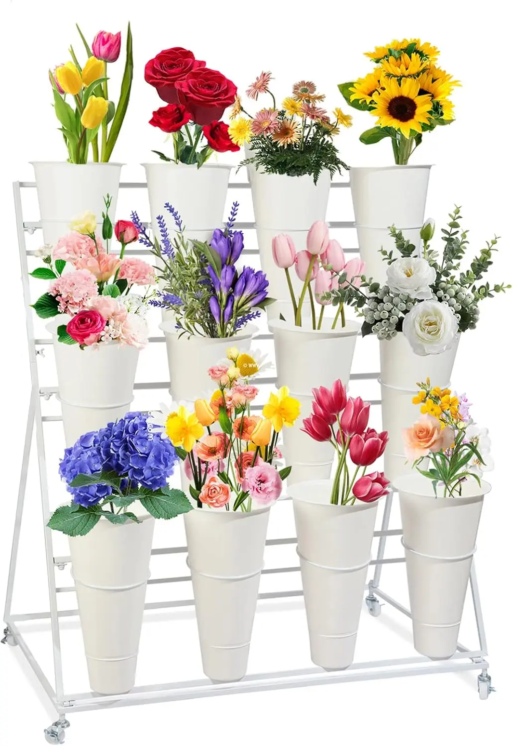 Flower Display Stand with Buckets, 3 Layers Metal Plant Stand, Moving Florist Bouquet Shelf for Fresh Flower Shop, for Patio Gar
Flower Display Stand with Buckets, 3 Layers Metal Plant Stand, Moving Florist Bouquet Shelf for Fresh Flower Shop, for Patio Gar