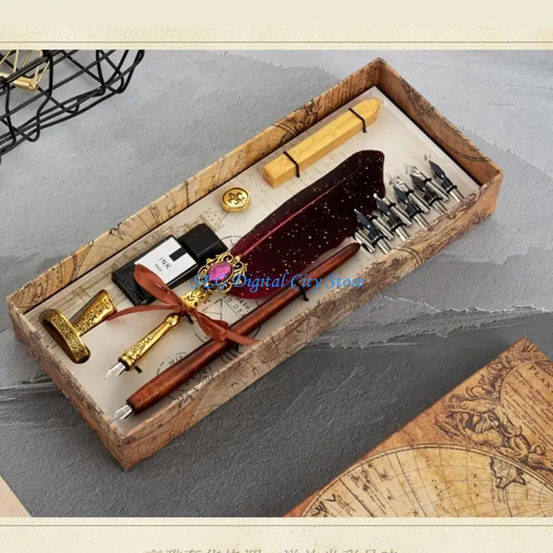 U75B Exquisite Dip Pen Set Wax Set Pen 10Pcs Replacement Nibs for Invitations Letters Writing
U75B Exquisite Dip Pen Set Wax Set Pen 10Pcs Replacement Nibs for Invitations Letters Writing