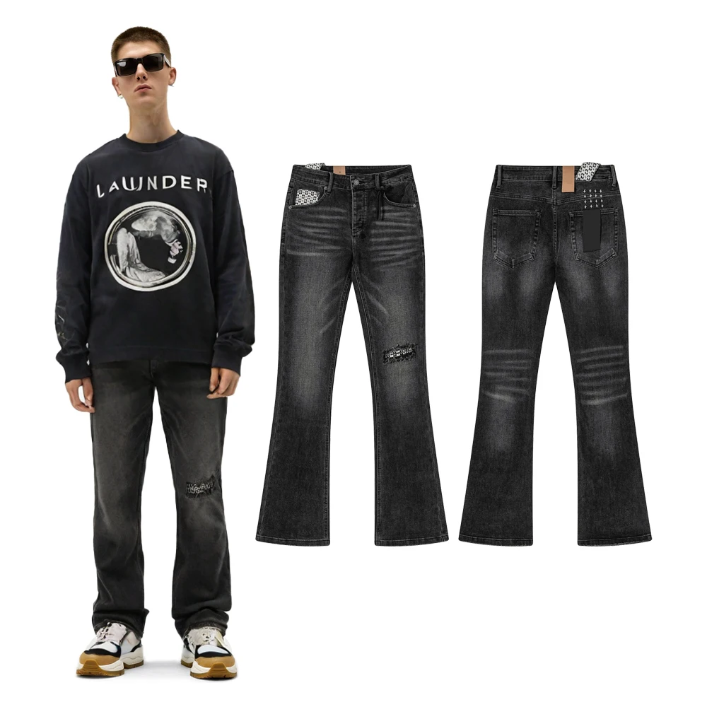 Y2k Streetwear Loose Flare Jeans with Hole High Street Style Cotton Vintage Distressed Print Casual Rock Revival Flare Pants Man
Y2k Streetwear Loose Flare Jeans with Hole High Street Style Cotton Vintage Distressed Print Casual Rock Revival Flare Pants Man