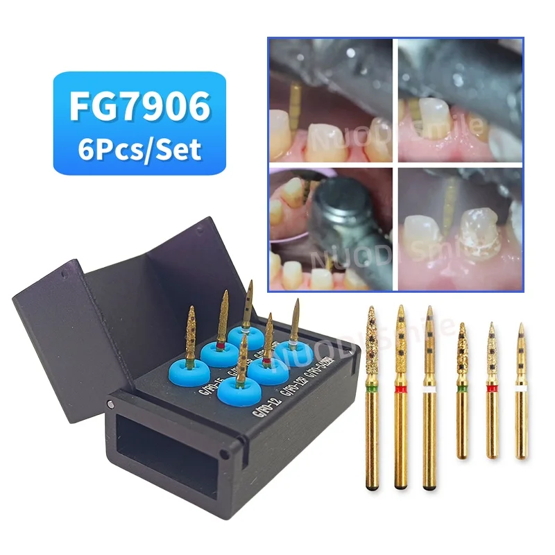 6Pcs/Kit Dental Preparation Bur BOPT Kit FG7906 Vertical Diamond FG Burs Preparation Restoration Kit Full Crown Restoration
6Pcs/Kit Dental Preparation Bur BOPT Kit FG7906 Vertical Diamond FG Burs Preparation Restoration Kit Full Crown Restoration