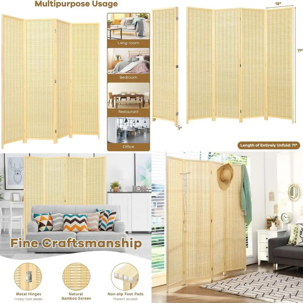 6-Foot Tall Wooden Folding Privacy Screen, Portable 4-Panel Room Divider for Home, Office, and Studio
6-Foot Tall Wooden Folding Privacy Screen, Portable 4-Panel Room Divider for Home, Office, and Studio