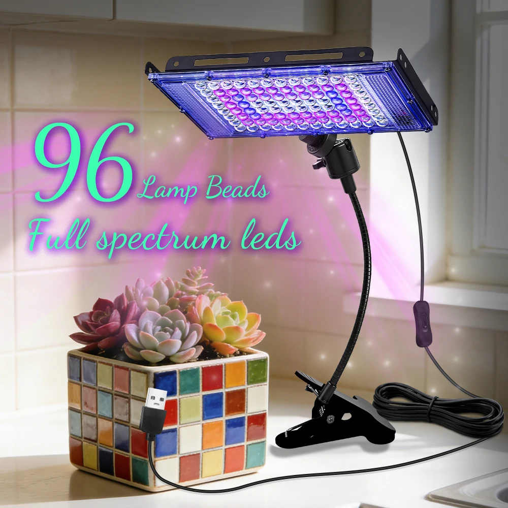 96 LED USB Grow Light Flexible Gooseneck Clip On Lamp for Indoor Plants Seedling Growing Succulent Hydroponics
96 LED USB Grow Light Flexible Gooseneck Clip On Lamp for Indoor Plants Seedling Growing Succulent Hydroponics