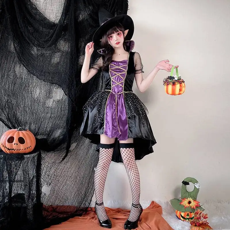 Adult Halloween Witch Costume Dress Carnival Role-playing Lady Outfit Polyester Fiber 100% Cosplay Performance Clothes
Adult Halloween Witch Costume Dress Carnival Role-playing Lady Outfit Polyester Fiber 100% Cosplay Performance Clothes