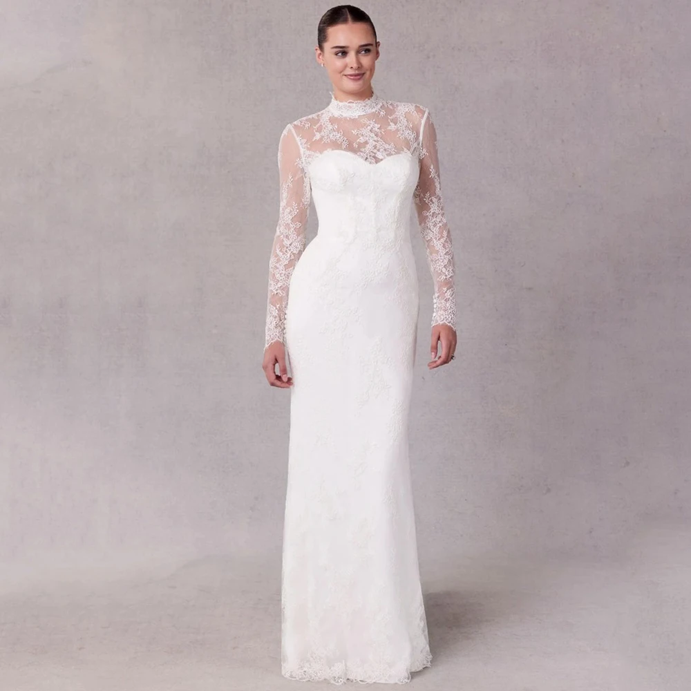 Customized Two Piece Wedding Dress Sweetheart Strapless Lining High Neck Long Sleeve Mermaid Floor Length Illusion Lace Gown
Customized Two Piece Wedding Dress Sweetheart Strapless Lining High Neck Long Sleeve Mermaid Floor Length Illusion Lace Gown