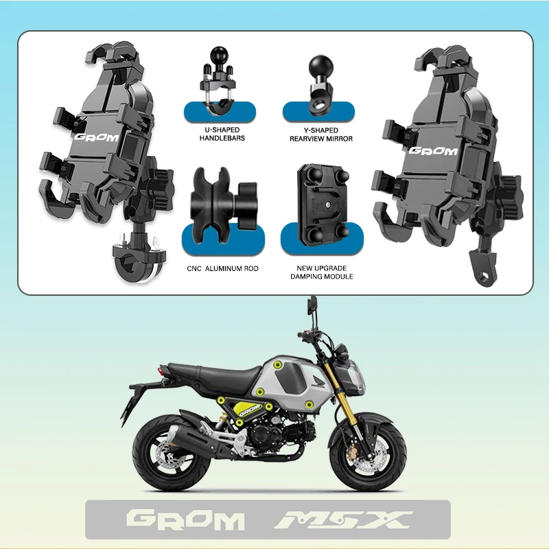 For Honda GROM Tank Pad GROM MSX 125 msx125 Grom125 LOGO Phone Mount Stand Motorcycle Holder 360° Rotatable ABS Adjustable
For Honda GROM Tank Pad GROM MSX 125 msx125 Grom125 LOGO Phone Mount Stand Motorcycle Holder 360° Rotatable ABS Adjustable