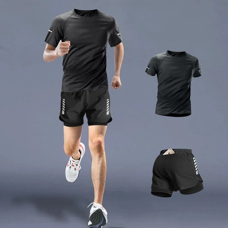 Men Ice Silk Quick Dry Sports Set Raglan Short Sleeve Double Layer Running Shorts With Phone Pocket S 4XL
Men Ice Silk Quick Dry Sports Set Raglan Short Sleeve Double Layer Running Shorts With Phone Pocket S 4XL