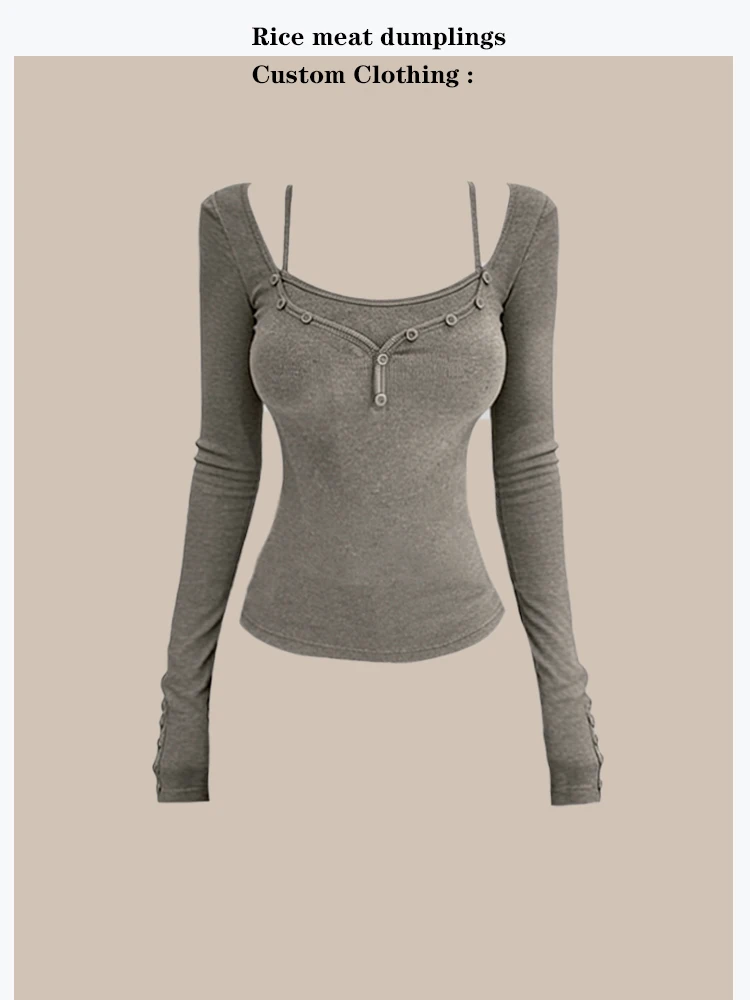 Slim Fit Long Sleeve Knitted Base Shirt Waist Cinching Inner Wear Top Women's Commute Style Cotton T-Shirt U-Neck Short Length
Slim Fit Long Sleeve Knitted Base Shirt Waist Cinching Inner Wear Top Women's Commute Style Cotton T-Shirt U-Neck Short Length