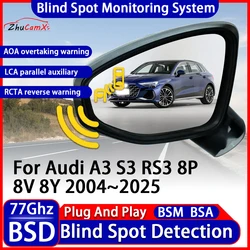 Car BSD Blind Spot Detection System Change Lane Driving Assistance Reversing Radar Sensor For Audi A3 S3 RS3 8P 8V 8Y 2004~2025 Car BSD Blind Spot Detection System Change Lane Driving Assistance Reversing Radar Sensor For Audi A3 S3 RS3 8P 8V 8Y 2004~2025