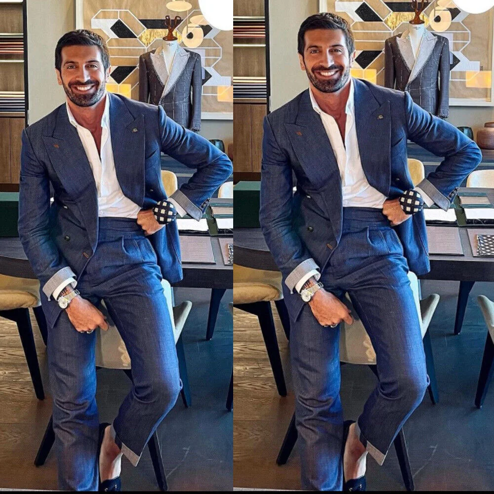 Denim Men Suits High Quality Double Breasted Male Suit Slim Fashion Casual Daily Wedding Tuxedo Two Piece (Jacket+Pants)
Denim Men Suits High Quality Double Breasted Male Suit Slim Fashion Casual Daily Wedding Tuxedo Two Piece (Jacket+Pants)