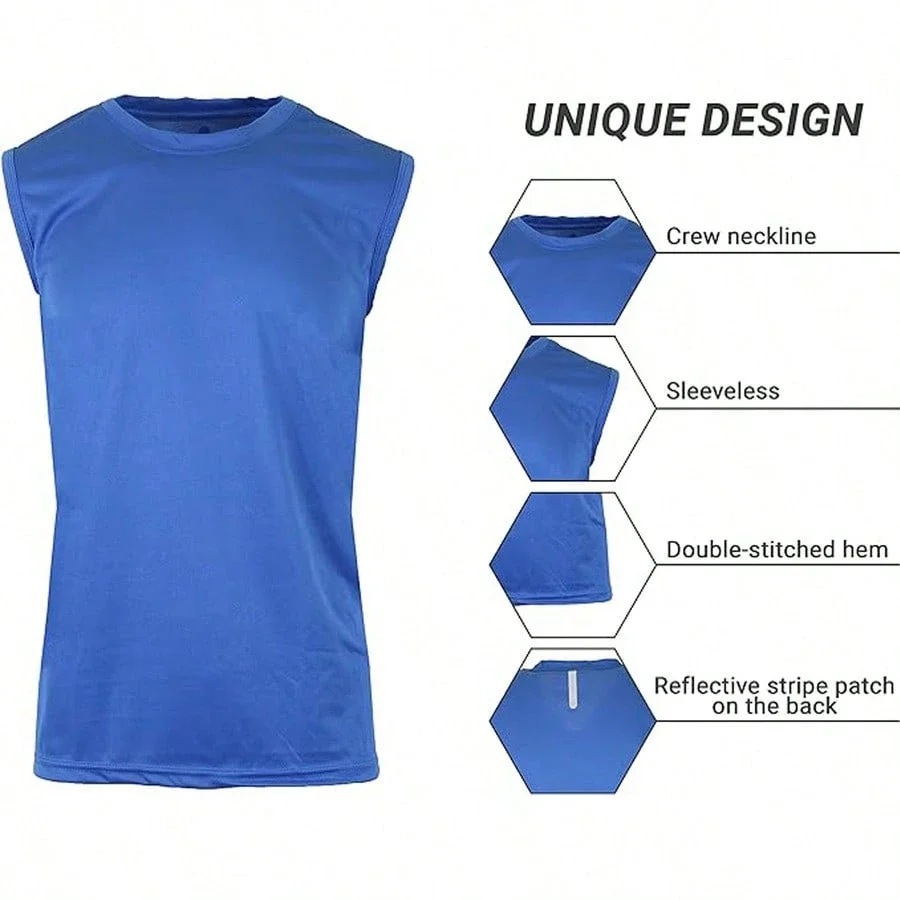 Men's Moisture Wicking Sleeveless Muscle Tee 5-Pack Crew Neck Performance Top
Men's Moisture Wicking Sleeveless Muscle Tee 5-Pack Crew Neck Performance Top