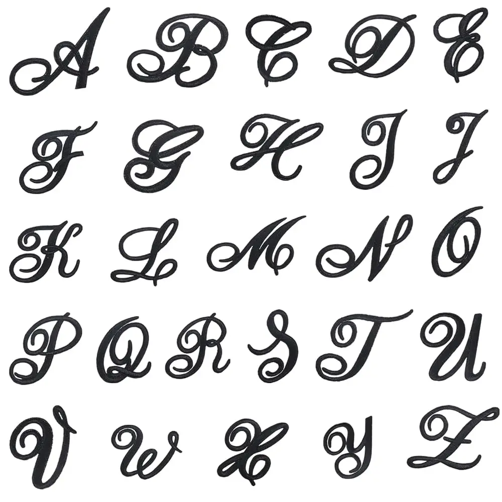 26Pcs Cursive Letter A-Z Embroidery Alphabet Patches Black Iron on Sew on Letter Patches for Clothing Dress Shirts Jackets Je
26Pcs Cursive Letter A-Z Embroidery Alphabet Patches Black Iron on Sew on Letter Patches for Clothing Dress Shirts Jackets Je
