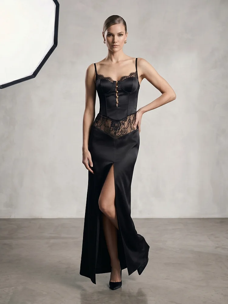 Elegant Retro Lace Patchwork Slip Dress Sexy V-Neck Sleeveless Backless Long Dress Evening Gown Prom Party Club Cocktail Set
Elegant Retro Lace Patchwork Slip Dress Sexy V-Neck Sleeveless Backless Long Dress Evening Gown Prom Party Club Cocktail Set