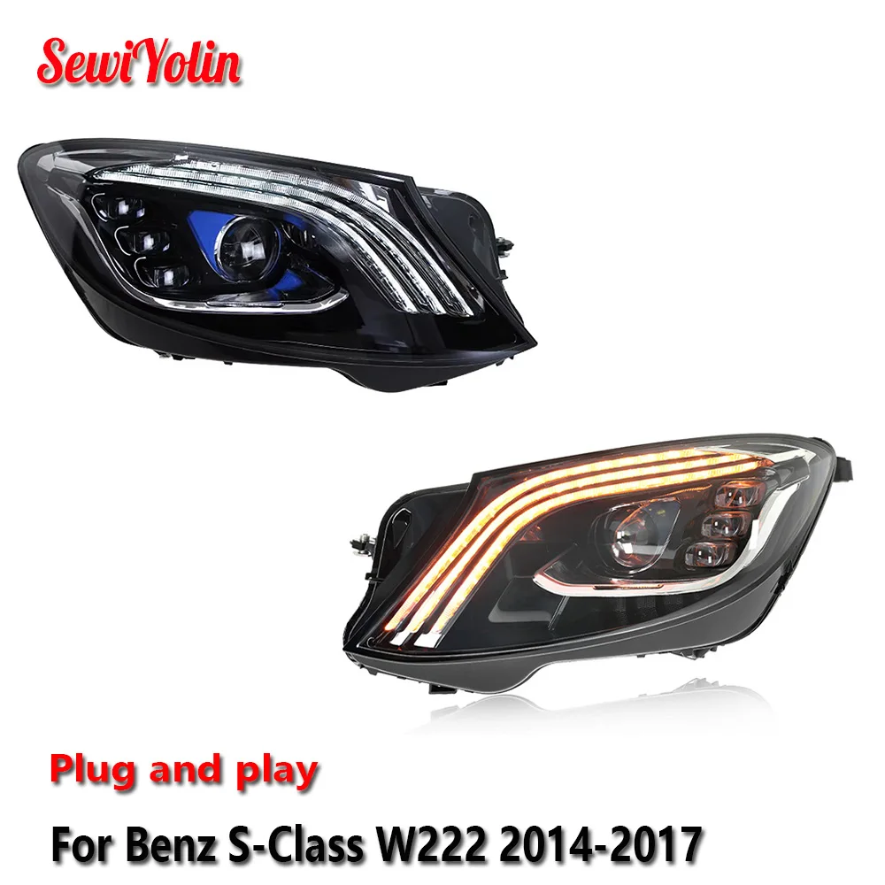 Автомобильные светодиодные фары в сборе для Benz S-Class W222 2014-2017, авто противотуманные фары DRL, стоп-сигналы поворота Plug and Play
Автомобильные светодиодные фары в сборе для Benz S-Class W222 2014-2017, авто противотуманные фары DRL, стоп-сигналы поворота Plug and Play