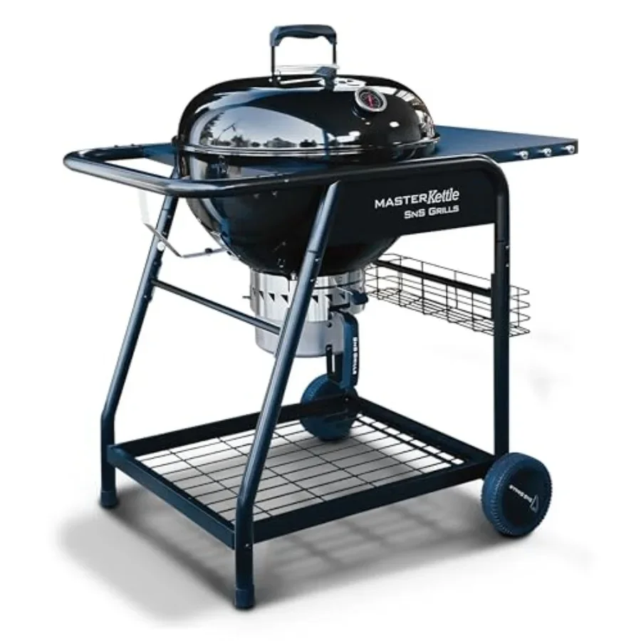 Charcoal grill and smoker for outdoor cooking, stainless steel, black, patented Slow 'N Sear Deluxe insert and EasySpin grate w
Charcoal grill and smoker for outdoor cooking, stainless steel, black, patented Slow 'N Sear Deluxe insert and EasySpin grate w