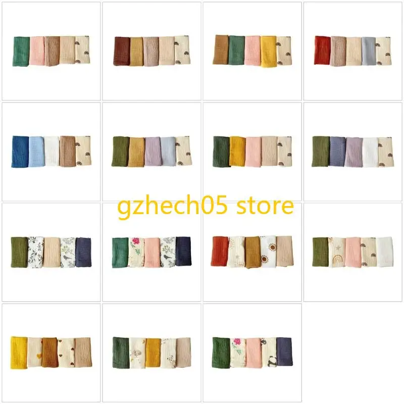 D55E Pack of 5Pcs Multipurpose Facecloth Baby Square Towel Soft Bath Towel 4-Layer Burp Cloth Set Shower Gift for Infants
D55E Pack of 5Pcs Multipurpose Facecloth Baby Square Towel Soft Bath Towel 4-Layer Burp Cloth Set Shower Gift for Infants