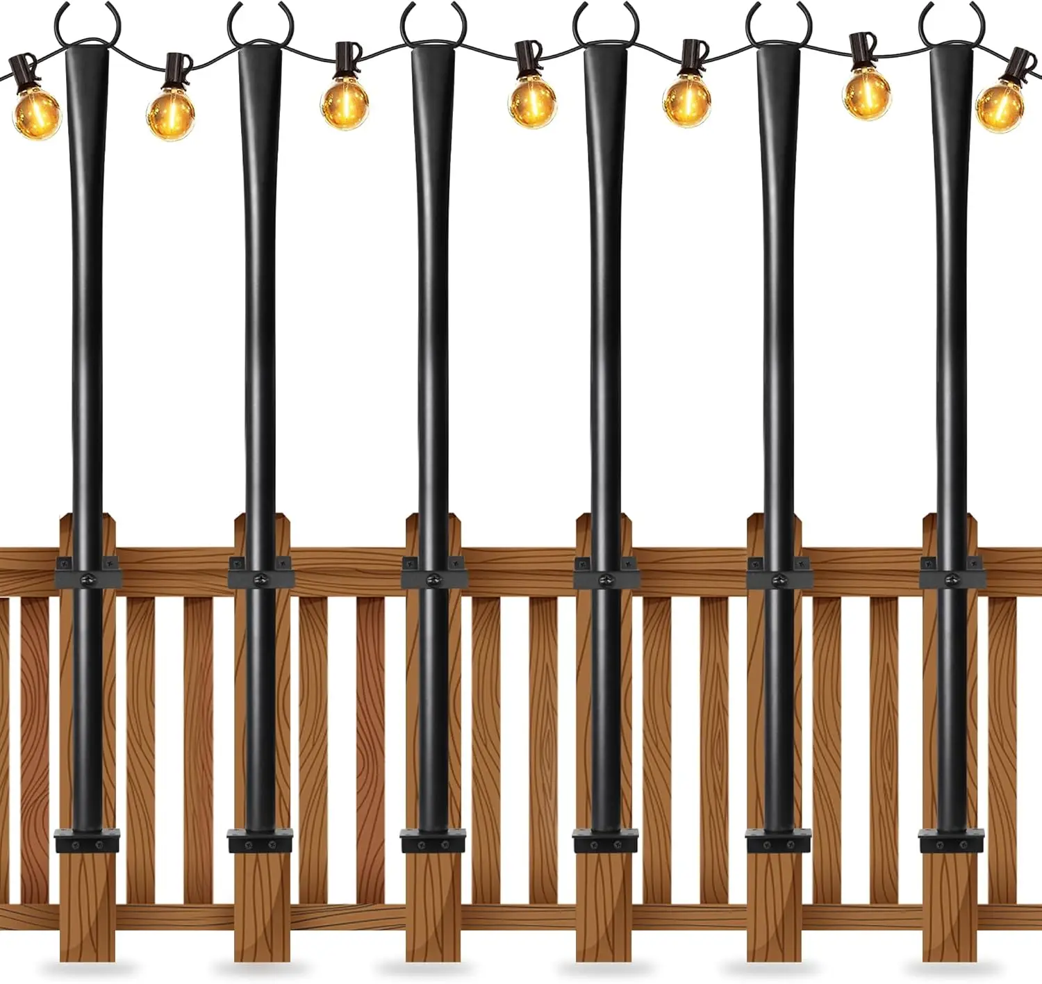 6 Pack Heavy-Duty Metal Deck Light Poles, 5Ft Outdoor Lighting Posts with Clips for Patio Garden Backyard Fence Decor
6 Pack Heavy-Duty Metal Deck Light Poles, 5Ft Outdoor Lighting Posts with Clips for Patio Garden Backyard Fence Decor