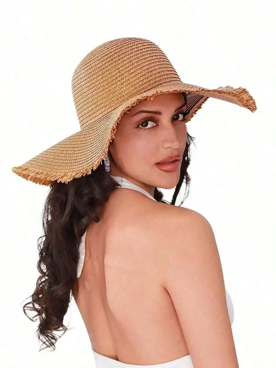 Women Wide Brim Straw Hat With Bow Decor Beach Travel Summer Sun Hat
Women Wide Brim Straw Hat With Bow Decor Beach Travel Summer Sun Hat