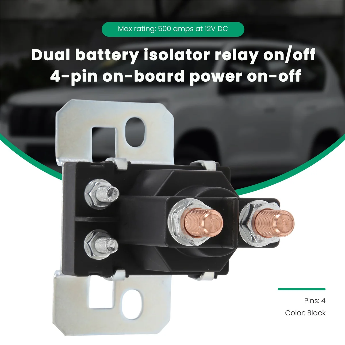B24A Dual Battery Isolator Relay Start On/Off 4 Pin 500A 12V For Car Power Switch
B24A Dual Battery Isolator Relay Start On/Off 4 Pin 500A 12V For Car Power Switch