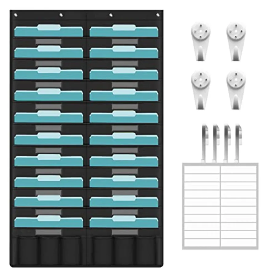 20 Pockets Hanging Wall File Organizer, Heavy Duty Storage Pocket Chart With 20 Name Tag Pockets for File Folder and Paper, Spa
20 Pockets Hanging Wall File Organizer, Heavy Duty Storage Pocket Chart With 20 Name Tag Pockets for File Folder and Paper, Spa