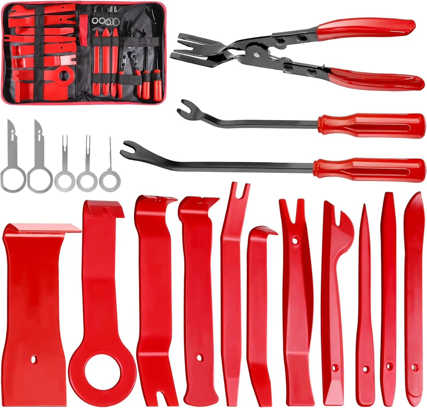 19Pcs Car Trim Removal Tool Set with Clip Pliers and Storage Bag for Auto Panel Dash Window Upholstery
19Pcs Car Trim Removal Tool Set with Clip Pliers and Storage Bag for Auto Panel Dash Window Upholstery