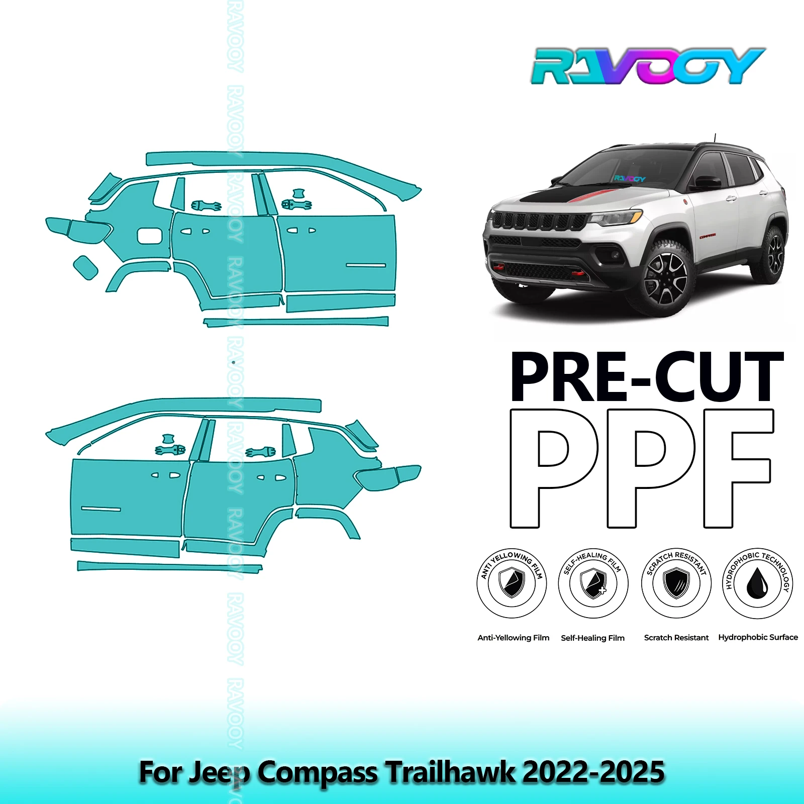 For Jeep Compass Trailhawk 2022-2025 8.5mil Clear Matte Pre-Cut PPF Door & A/B Pillar Kit TPU Paint Protection Film Set
For Jeep Compass Trailhawk 2022-2025 8.5mil Clear Matte Pre-Cut PPF Door & A/B Pillar Kit TPU Paint Protection Film Set
