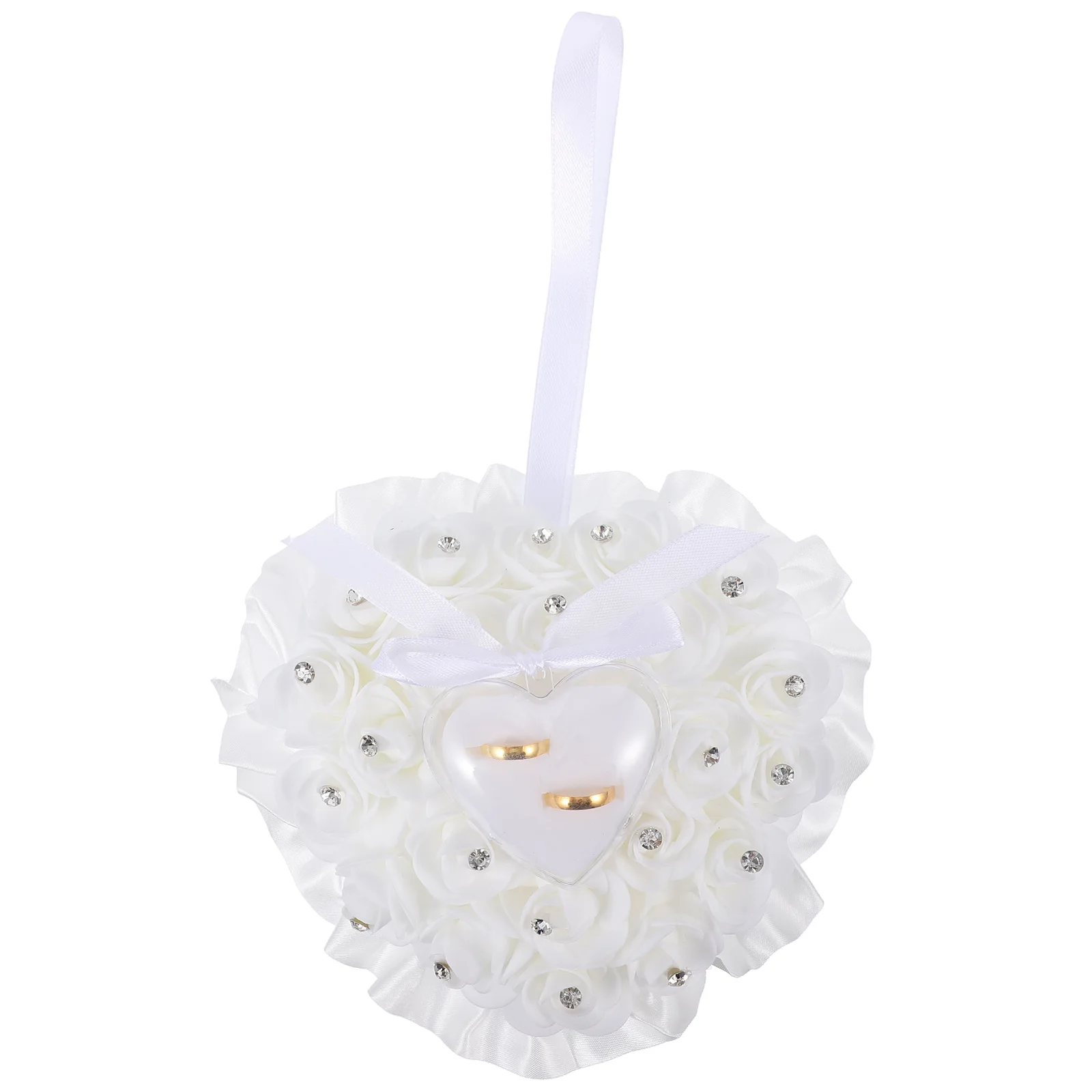 Heart Shape Rhinestone Adornment Wedding Ring Pillow Clear Romantic Bridal Accessory Elegant Flower Decoration Storage for Lover
Heart Shape Rhinestone Adornment Wedding Ring Pillow Clear Romantic Bridal Accessory Elegant Flower Decoration Storage for Lover