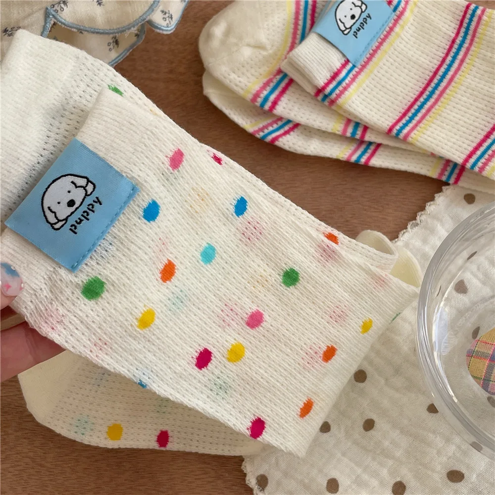 Summer Thin Gauze Colored Dot Fashion Women Ankle Socks Breathable Mesh Cotton Lolita Cartoon Mid-Calf Socks Wholesale
Summer Thin Gauze Colored Dot Fashion Women Ankle Socks Breathable Mesh Cotton Lolita Cartoon Mid-Calf Socks Wholesale