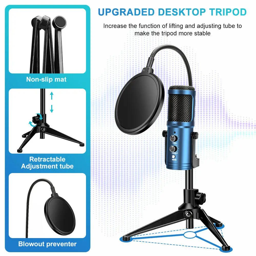 New Design Usb Gaming Pc Microphone for Pc Game Usb Condenser Recording Microphone with Tripod Desktop Mic for Youtube Video
New Design Usb Gaming Pc Microphone for Pc Game Usb Condenser Recording Microphone with Tripod Desktop Mic for Youtube Video