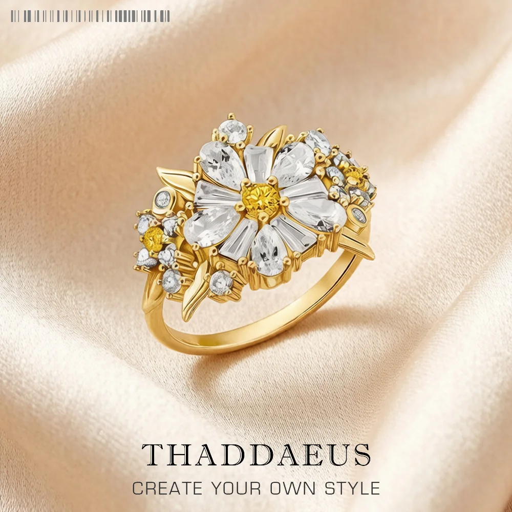 Gold-plated Flower Cocktail Ring Lovely Daisy Fine Jewerly For Women Autumn Brand New Romantic Gift In 925 Sterling Silver
Gold-plated Flower Cocktail Ring Lovely Daisy Fine Jewerly For Women Autumn Brand New Romantic Gift In 925 Sterling Silver