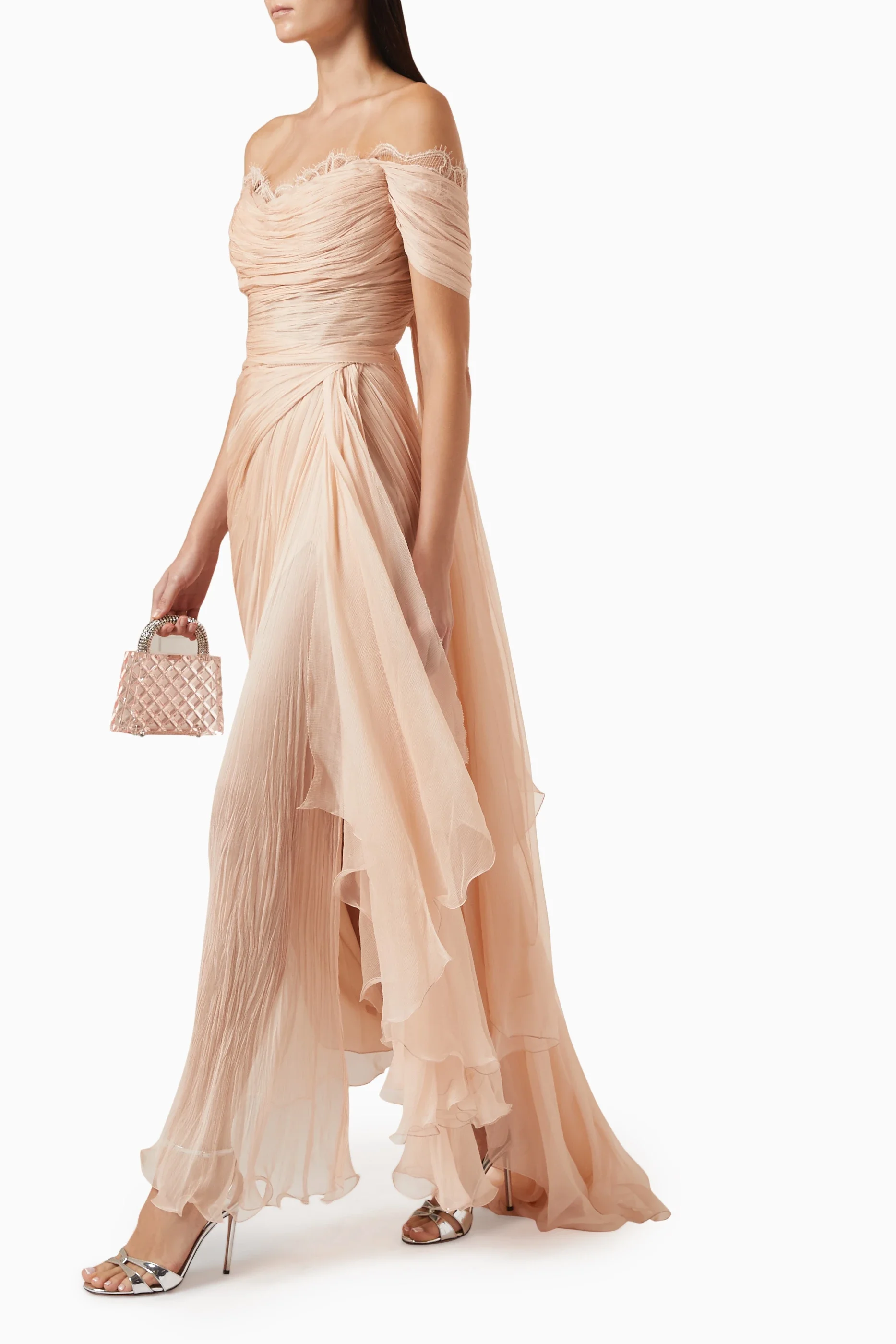 Customized Off Shoulder Blush Pleated Chiffon Evening Dress Eyelash Lace Trim Back Lace Up Ruffled Prom Gown For Wedding Guest
Customized Off Shoulder Blush Pleated Chiffon Evening Dress Eyelash Lace Trim Back Lace Up Ruffled Prom Gown For Wedding Guest