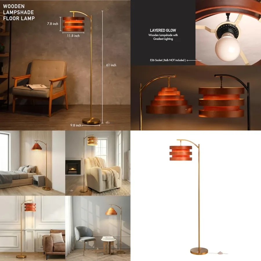 O'Bright Strata Wooden Floor Lamp - Mid Century Modern Standing Lamp with Layered Wood Shade, Tall Reading Lamp for Living Room
O'Bright Strata Wooden Floor Lamp - Mid Century Modern Standing Lamp with Layered Wood Shade, Tall Reading Lamp for Living Room
