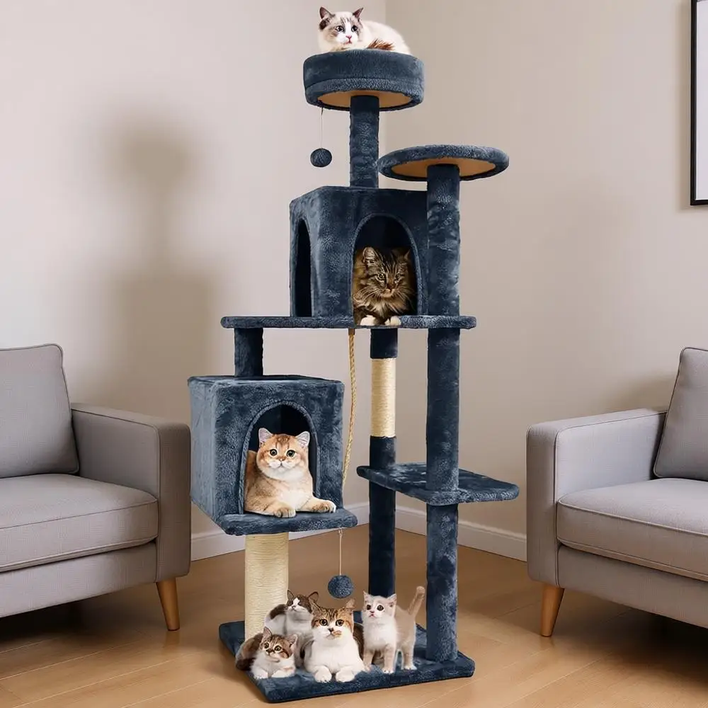 Большой дерево-конструктор для кошек 58,5 дюймов, многоуровневый, с мягким покрытием, для игр и отдыха, с лазалкой и стойкой для когтей, с несколькими входами/выходами
Большой дерево-конструктор для кошек 58,5 дюймов, многоуровневый, с мягким покрытием, для игр и отдыха, с лазалкой и стойкой для когтей, с несколькими входами/выходами