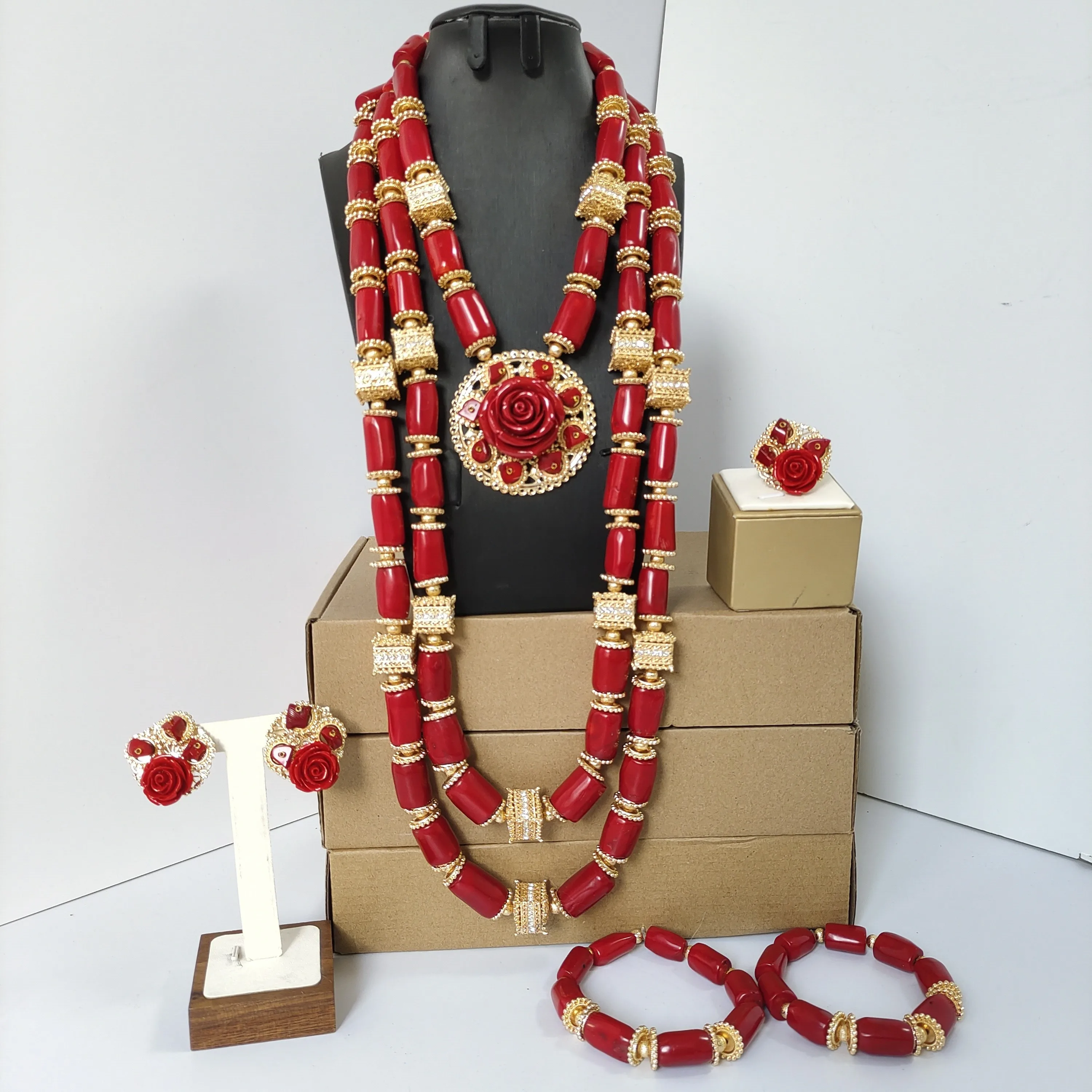 red coral beads jewelry set real
red coral beads jewelry set real
