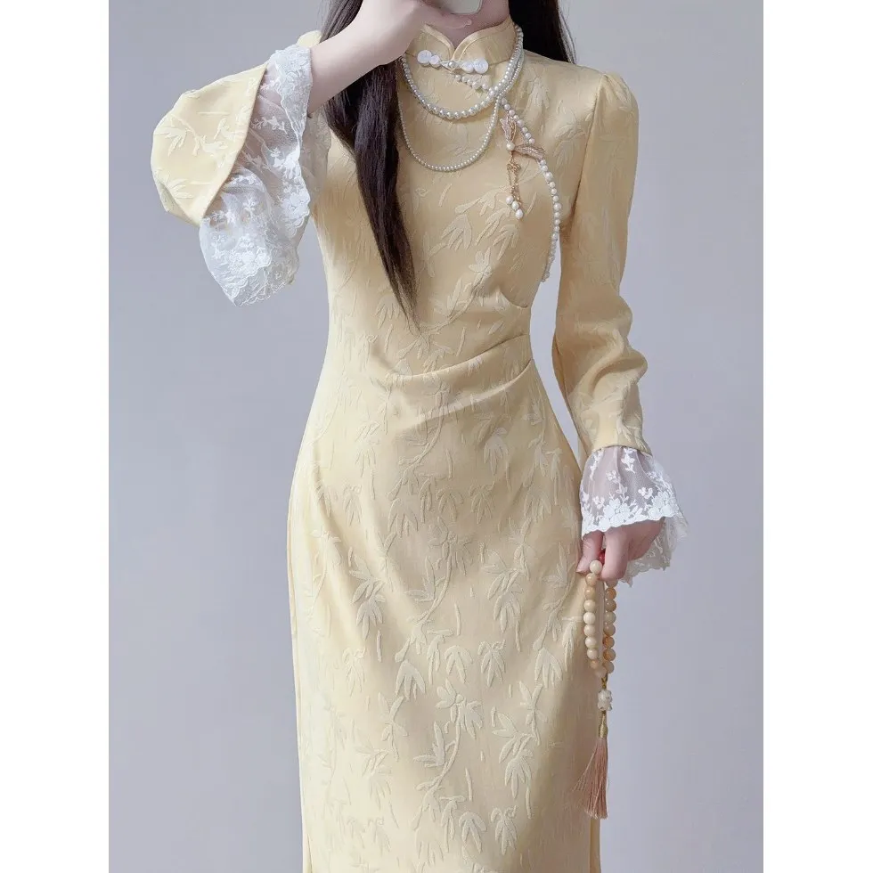 Autumn Traditional Chinese Clothing Cheongsam Slim Fit Young Style Mermaid Dress for Women Long Sleeve Qipao Party Dress CH-069
Autumn Traditional Chinese Clothing Cheongsam Slim Fit Young Style Mermaid Dress for Women Long Sleeve Qipao Party Dress CH-069