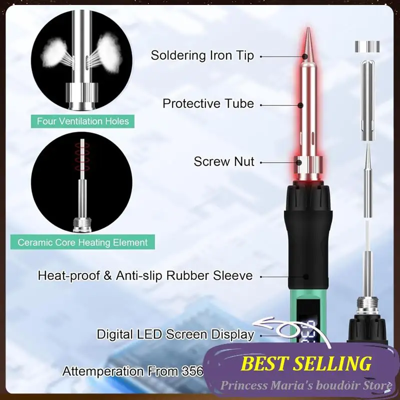 AB30-Soldering Iron Kit, 100W With LED Digital Display, Adjustable Temperature 300-1200°F Electronic Soldering Kit US Plug
AB30-Soldering Iron Kit, 100W With LED Digital Display, Adjustable Temperature 300-1200°F Electronic Soldering Kit US Plug