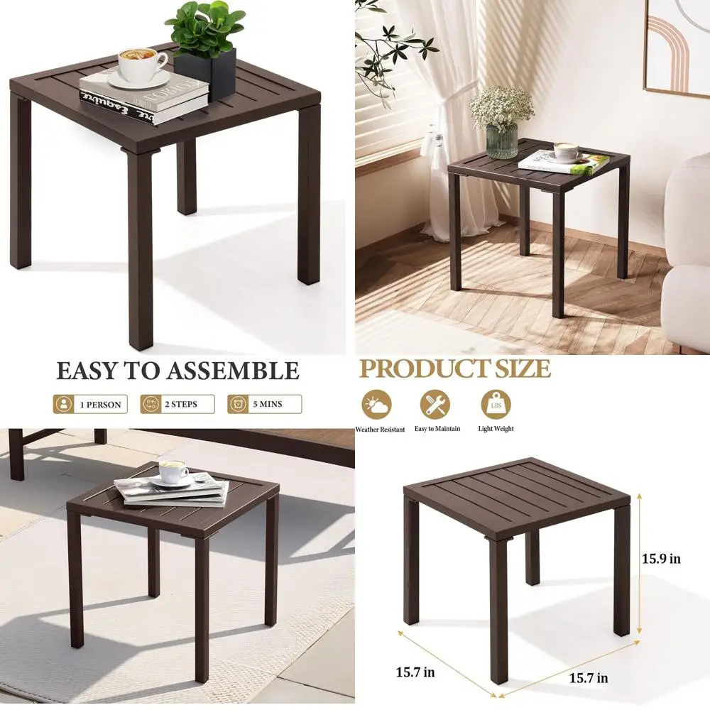 Прочный алюминиевый приставной столик для патио, всепогодный квадратный кофейный столик для использования на улице и в помещении
Прочный алюминиевый приставной столик для патио, всепогодный квадратный кофейный столик для использования на улице и в помещении