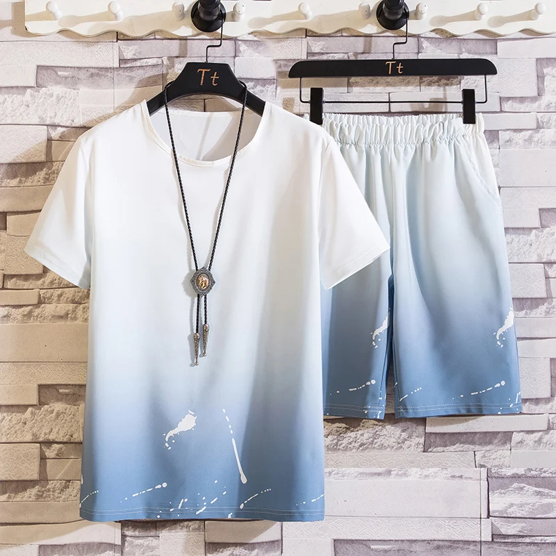 2024 Summer New Men's Set Fashion Korean Edition Sportswear Male Short sleeved T-shirt+Sports Shorts Set Men Casual Wear Slow 
2024 Summer New Men's Set Fashion Korean Edition Sportswear Male Short sleeved T-shirt+Sports Shorts Set Men Casual Wear Slow