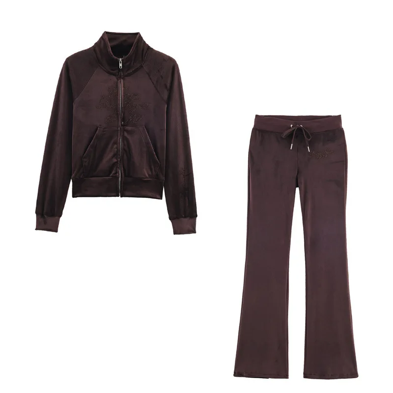 Женская модная бархатная куртка с принтом, брюки, комплект из двух предметов
Женская модная бархатная куртка с принтом, брюки, комплект из двух предметов