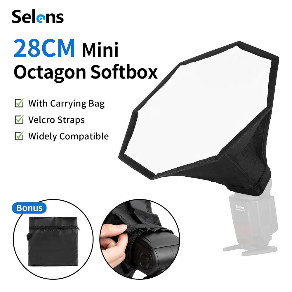 Selens Universal Octagonal Soft Box Set Top Hot Boot/Flash Soft Box Soft Cover for Speedlite Diffuser Flash Light Softbox Kit
Selens Universal Octagonal Soft Box Set Top Hot Boot/Flash Soft Box Soft Cover for Speedlite Diffuser Flash Light Softbox Kit